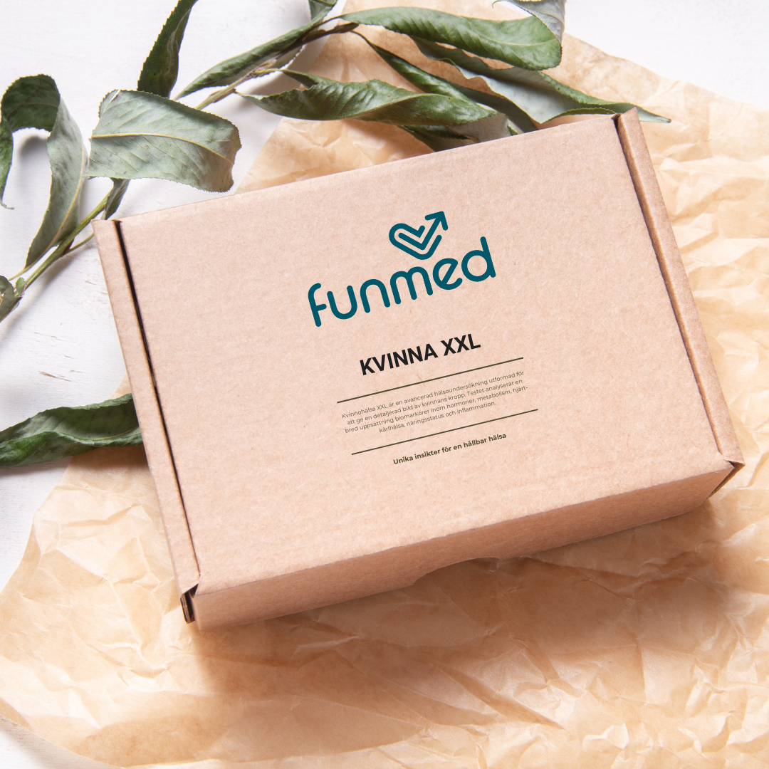 Provtagningskit för Funmeds hälsoanalys Kvinna XXL.